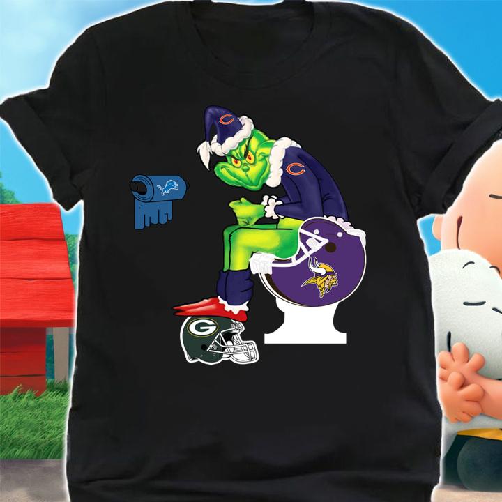 Grinch Santa Chicago Bears Minnesota Vikings Toilet Green Bay Packers t-shirt shirt