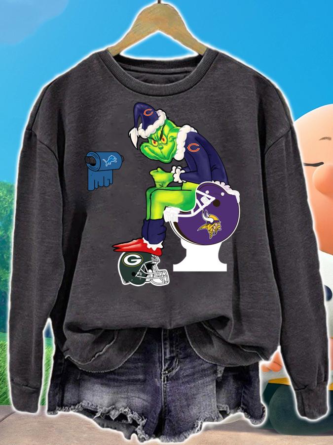 Grinch Santa Chicago Bears Minnesota Vikings Toilet Green Bay Packers t-shirt sweatshirt
