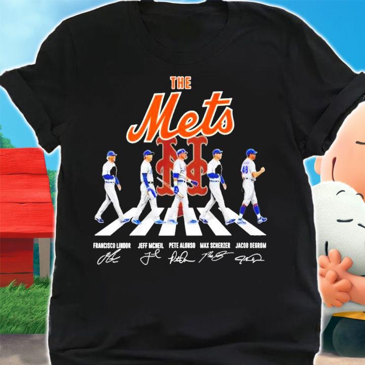 The Mets Abbey Road Francisco Lindor Jeff Mcneil Pete Alonso signatures shirt t-shirt