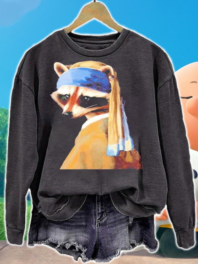 Raccoon with a Pearl Earring shirt t-shirt sweatshirt