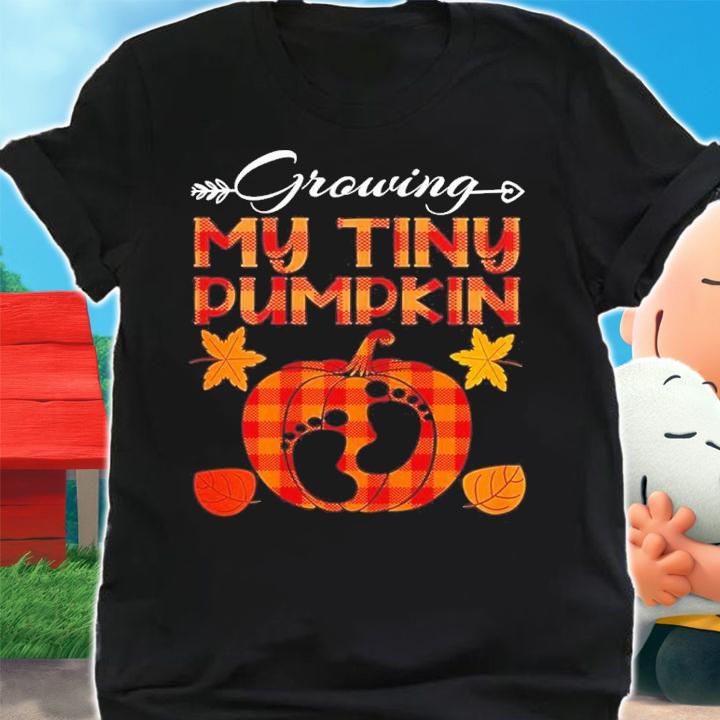 Growing My Tiny Pumpkin Thanksgiving Pregnancy Announcement Shirt t-shirt