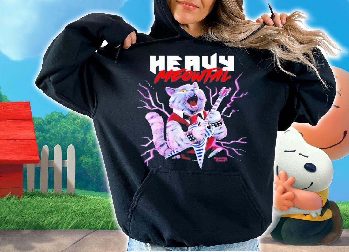 Heavy Meowtal Cat Playing Metal Guitar Shirt t-shirt hoodie