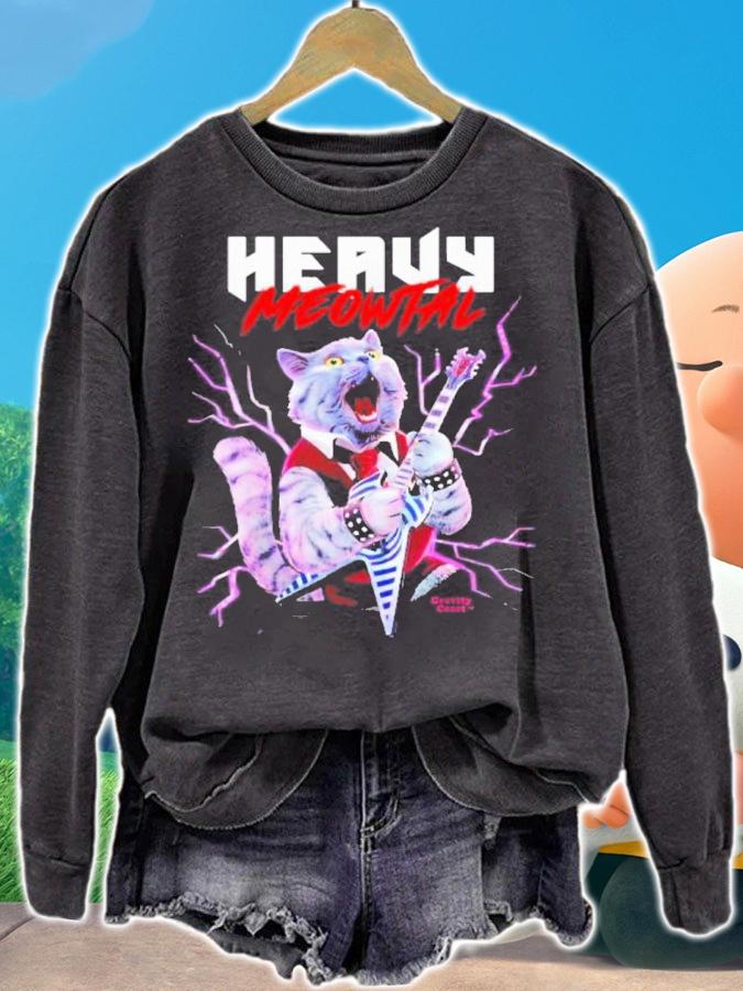 Heavy Meowtal Cat Playing Metal Guitar Shirt t-shirt sweatshirt