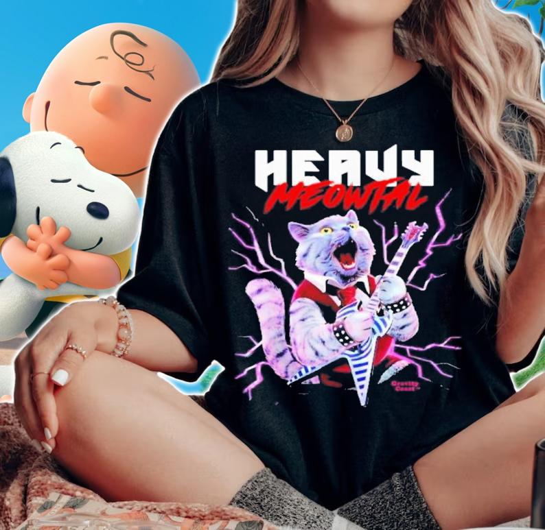 Heavy Meowtal Cat Playing Metal Guitar Shirt t-shirt woman shirt