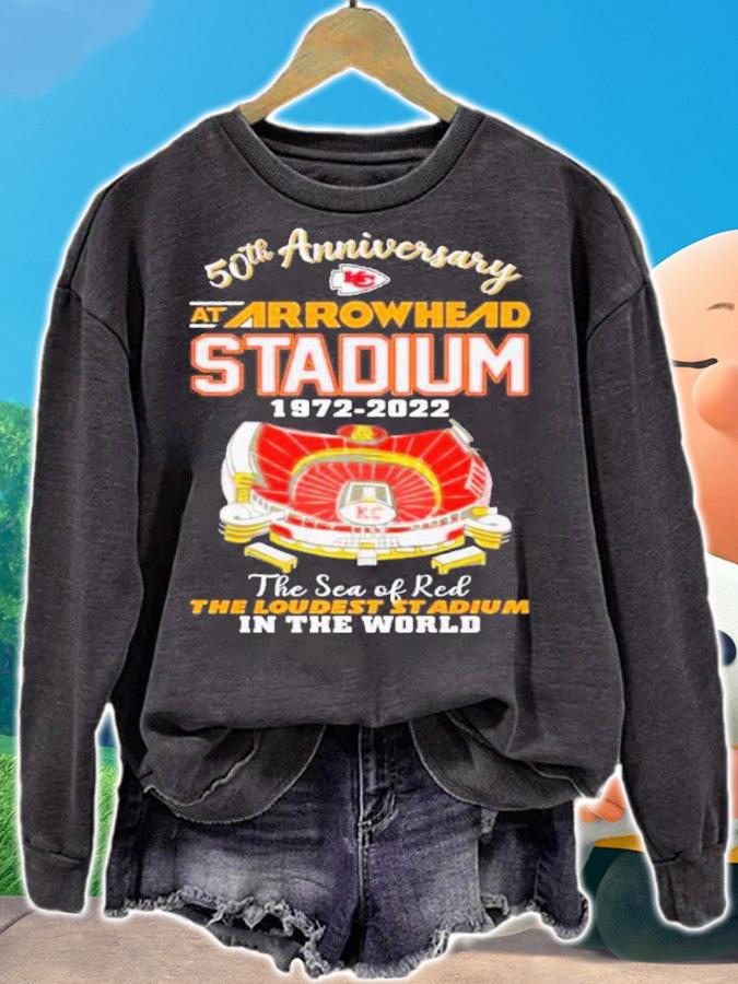Kansas City Chiefs 50th Anniversary At Arrowhead Stadium 1972-2022 The Sea Of Red The Loudest Stadium In The World t-shirt