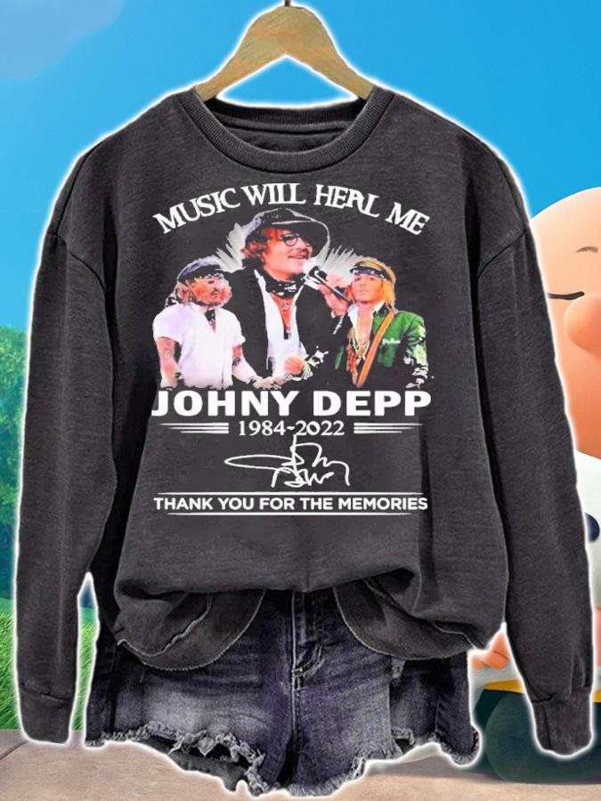 Music Will Heal Me Johnny Depp 1984-2022 Signature Thank You For The Memories Shirt t-shirt