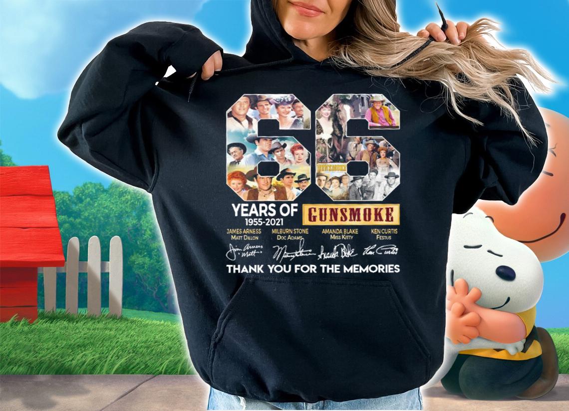 66 Years Of 1955-2021 Gunsmoke Thank You For The Memories Signatures t-shirt hoodie