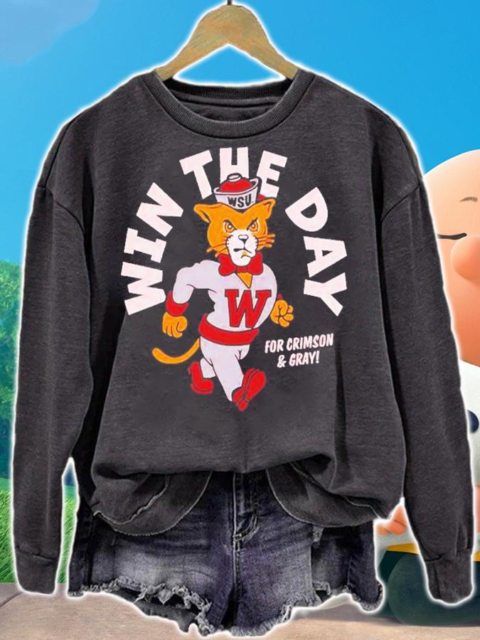 Win The Day WSU Cougar Mascot For Crimson And Gray Shirt t-shirt