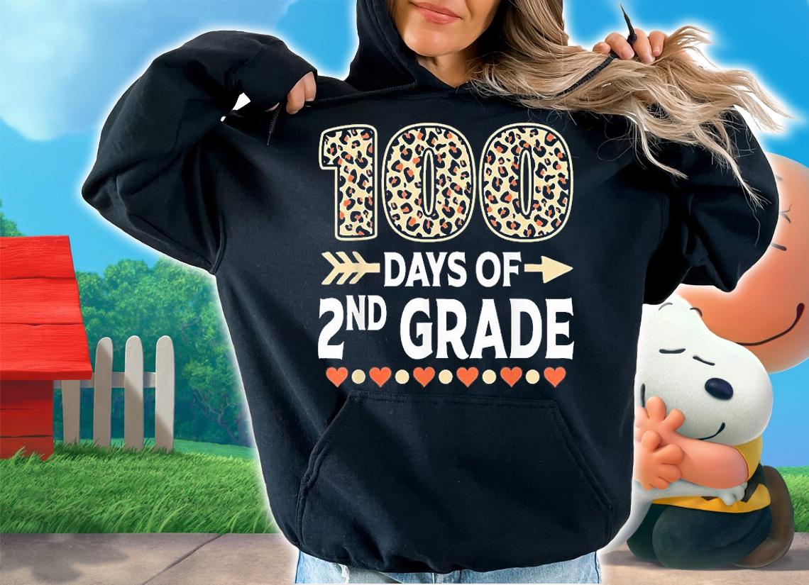 100 Days Of Second Grade Teacher 100th Day Of School Leopard T-Shirt t-shirt