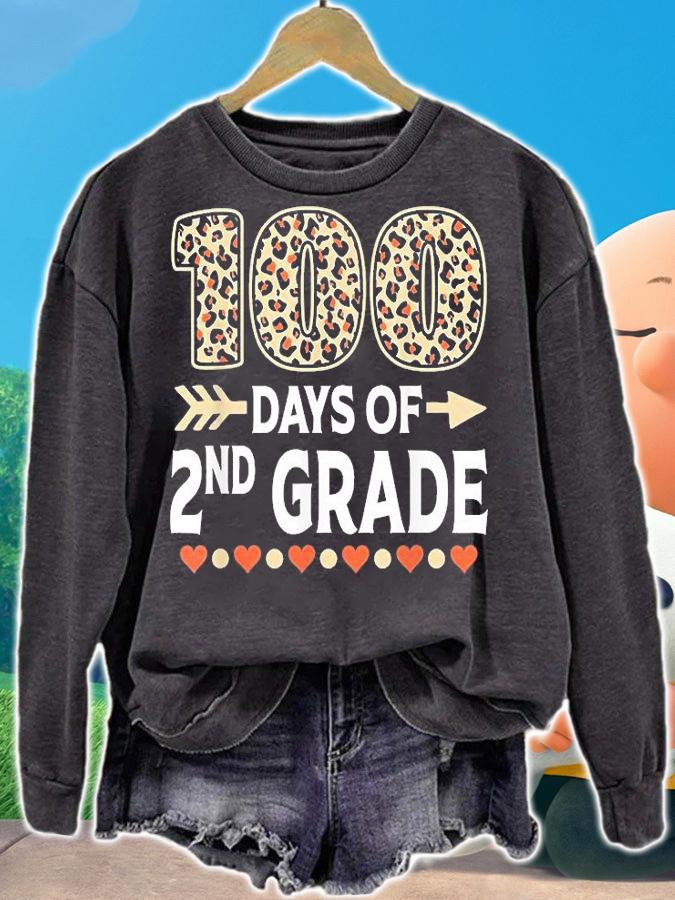100 Days Of Second Grade Teacher 100th Day Of School Leopard T-Shirt t-shirt
