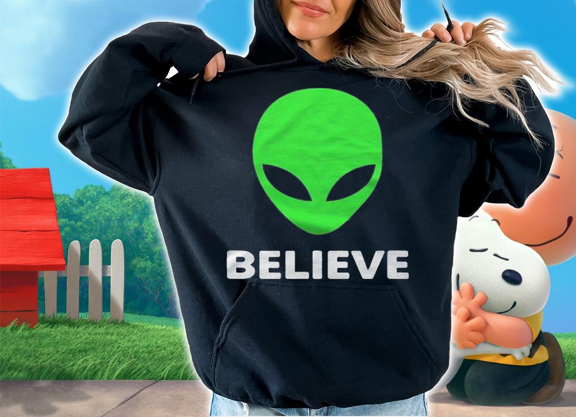 Alien Face Green Head Believe Shirt t-shirt