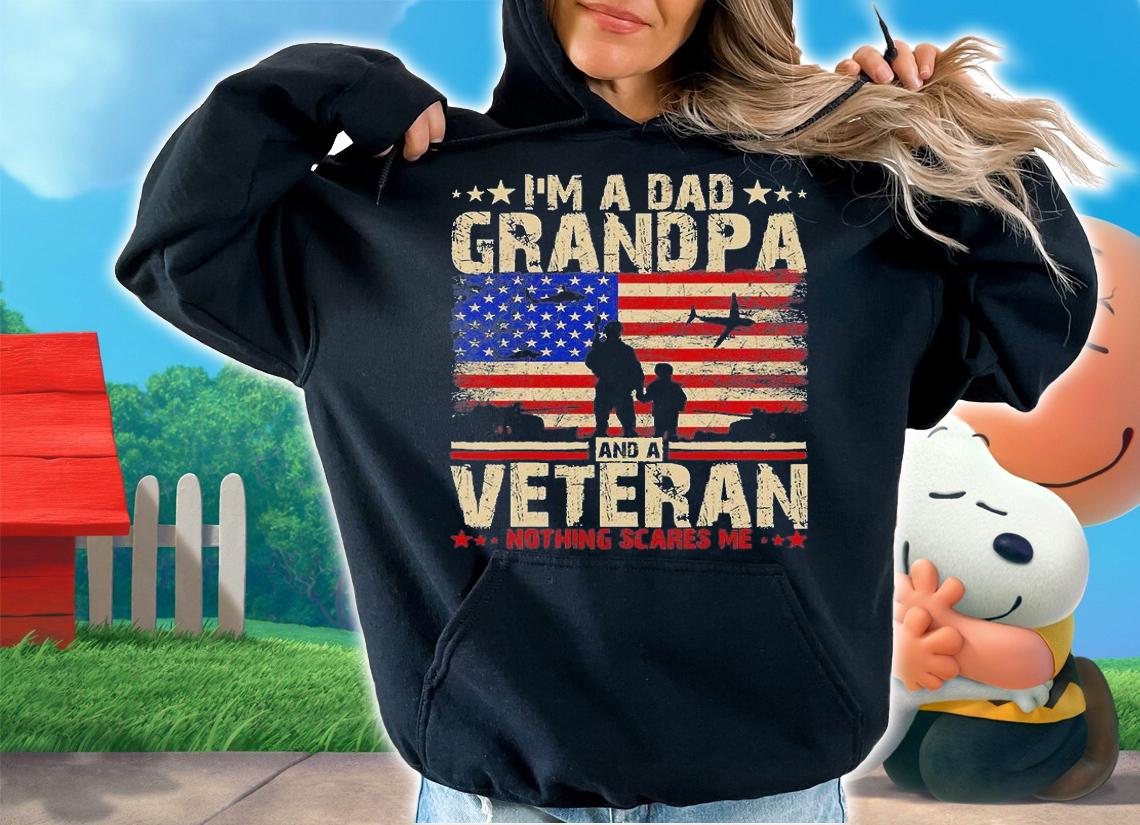 American Flag Veterans Day I'm A Dad Grandpa And A Veteran T-Shirt t-shirt