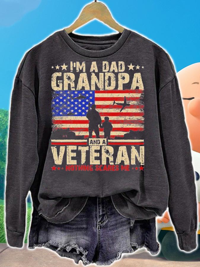 American Flag Veterans Day I'm A Dad Grandpa And A Veteran T-Shirt t-shirt