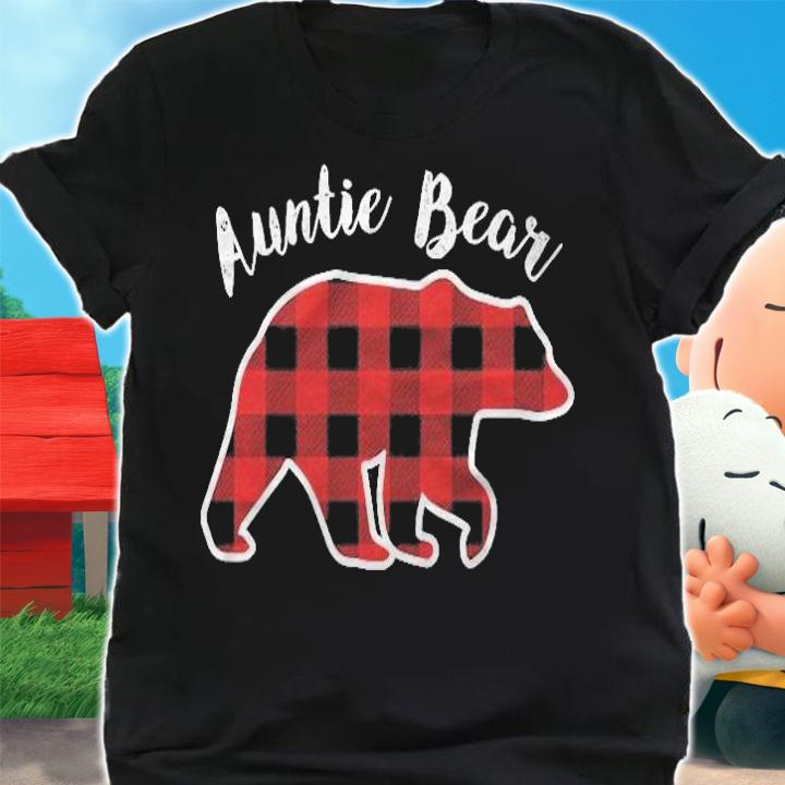 Auntie Bear Women Red Plaid Christmas Pajama Family Gift Premium T-shirt t-shirt shirt