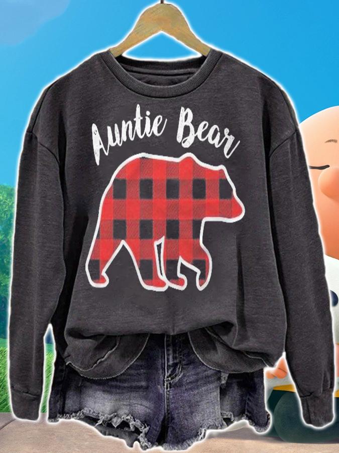 Auntie Bear Women Red Plaid Christmas Pajama Family Gift Premium T-shirt t-shirt sweatshirt