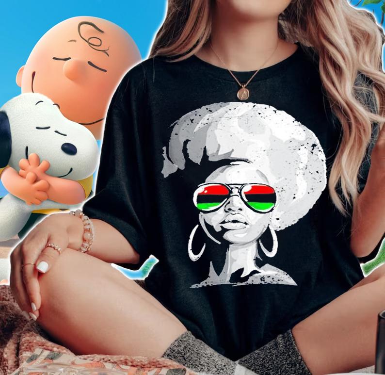 Black Queen Afro Woman Face T-Shirt t-shirt