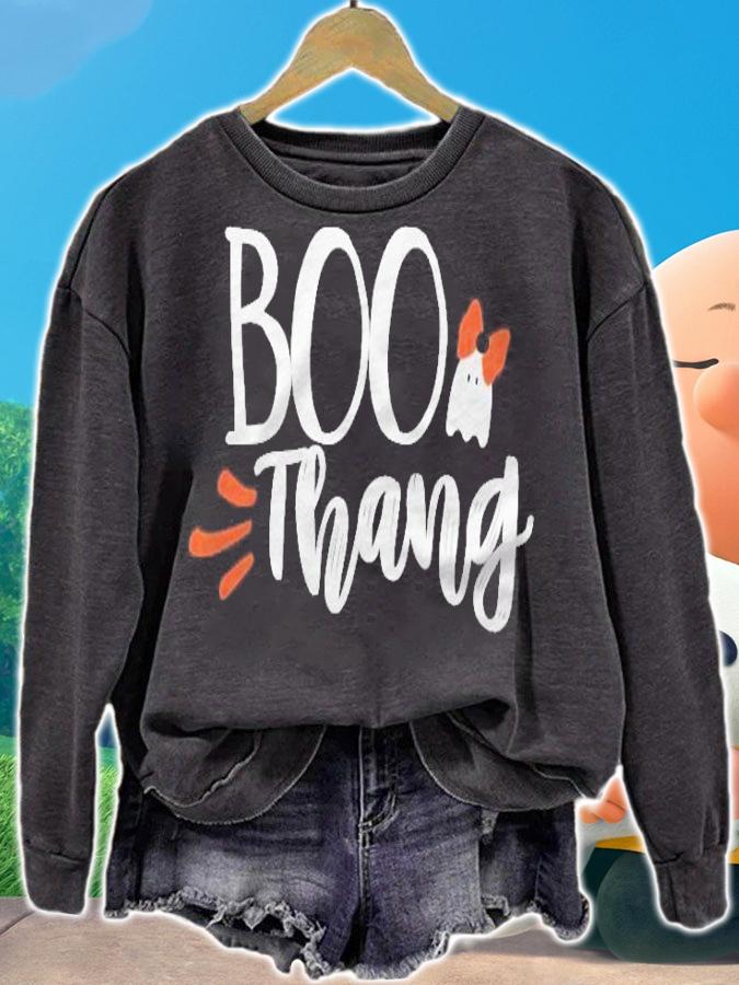Boo Thang Thing Cute Halloween Ghost Girls Bow Gift Premium T-shirt t-shirt sweatshirt