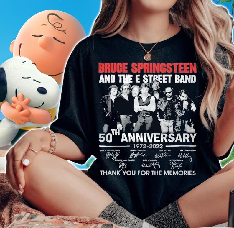Bruce Springsteen And The E Street Band 50th Anniversary Signatures Thank You For The Memories t-shirt woman shirt