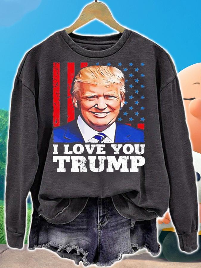 I Love You Trump Face Trump USA Flag T-shirt t-shirt