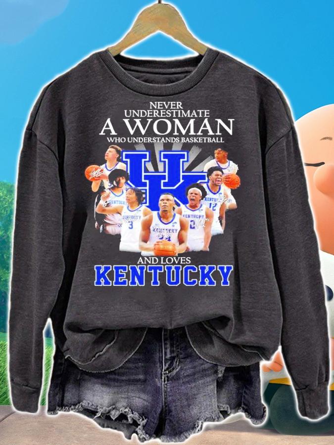 Never Underestimate A Woman Who Understands Basketball And Loves Kentucky Signatures Shirt t-shirt sweatshirt