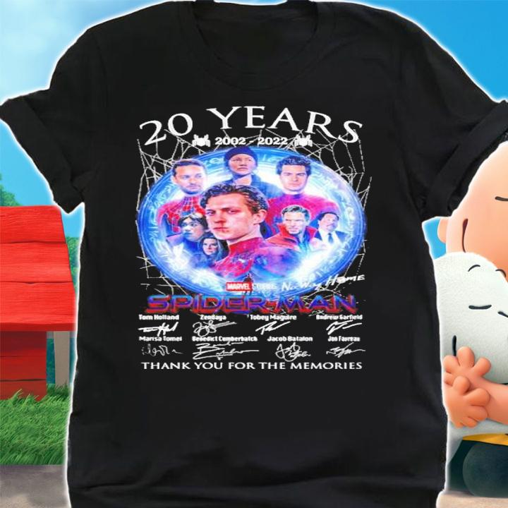 Official 20 Years 2002-2022 Spider-man Signatures Thank You For The Memories Shirt t-shirt shirt