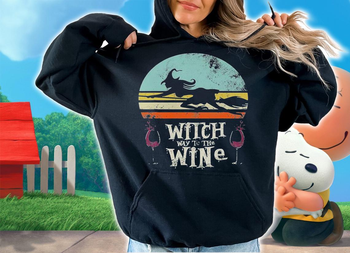 Witch way to the wine Halloween T-shirt t-shirt hoodie