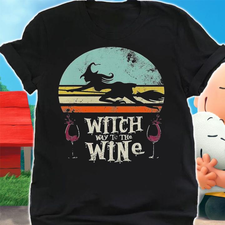 Witch way to the wine Halloween T-shirt t-shirt shirt