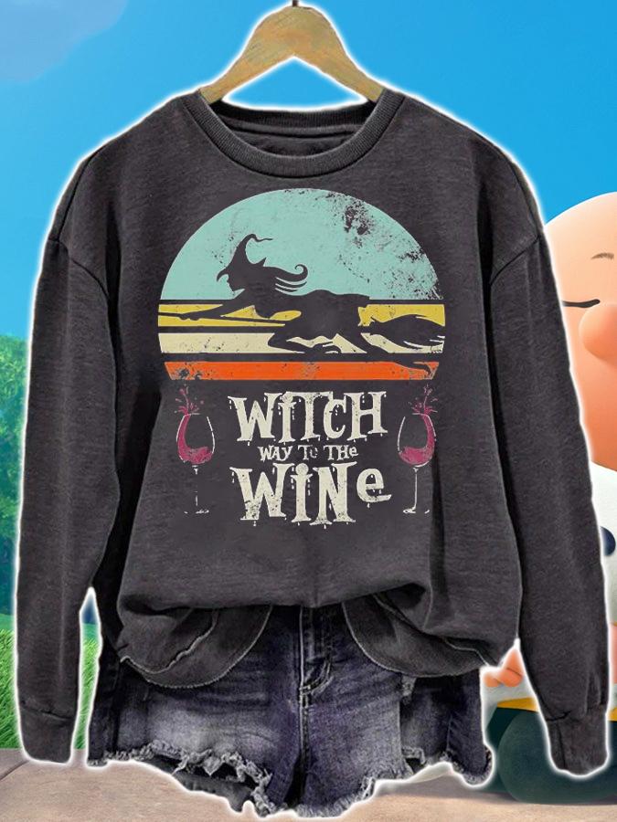Witch way to the wine Halloween T-shirt t-shirt sweatshirt