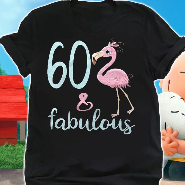 Womens Women 60Th Bday Gifts 60 Years Old Mom Wife Flamingo Outfit Shirt t-shirt shirt
