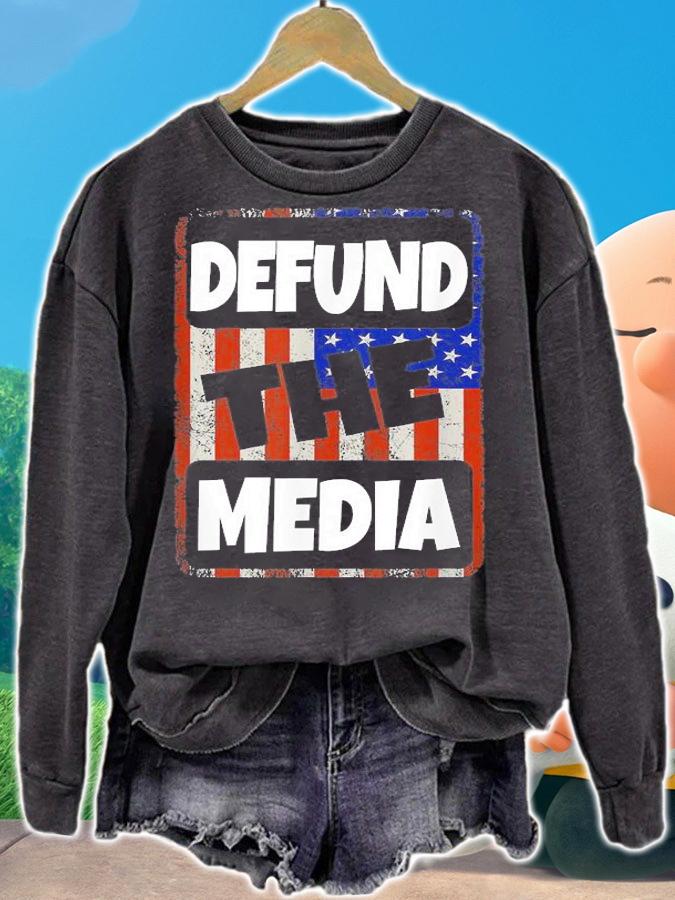 Funny Defund The Media US Flag T-Shirt t-shirt sweatshirt