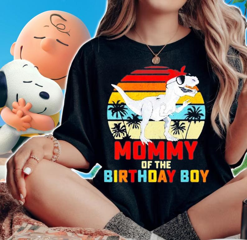 Womens Mommy Dinosaur Of The Birthday Boy Matching Family T-Shirt t-shirt
