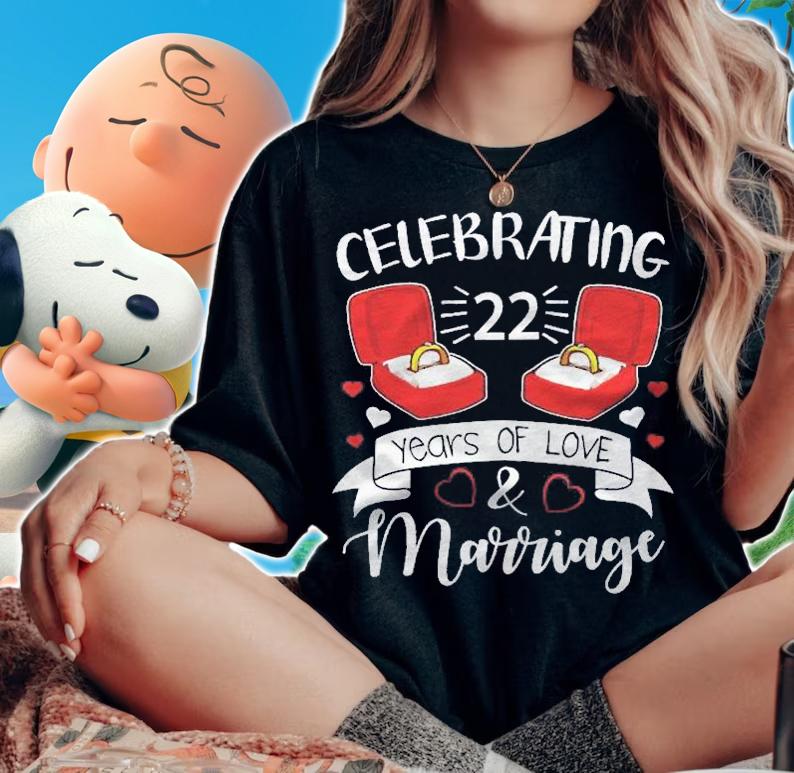 Celebrating 22 Years Of Love & Marriage Happy Husband Wife Shirt t-shirt