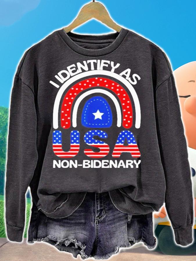 I Identify As Non-Bidenary Boho Rainbow USA Flag Shirt t-shirt sweatshirt