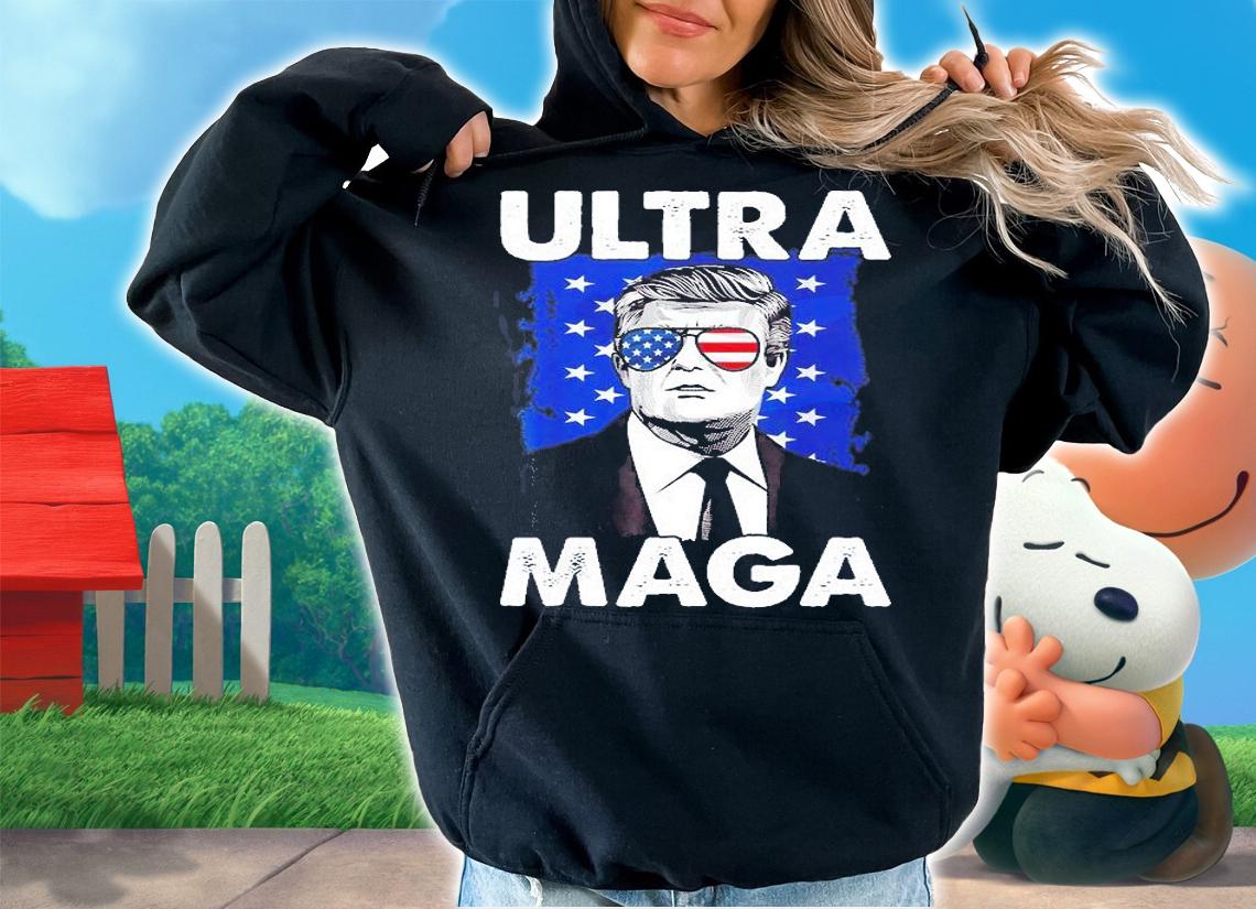 Retro Grunge Ultra Maga Trump USA Flag Anti Biden Patriotic T-Shirt t-shirt hoodie
