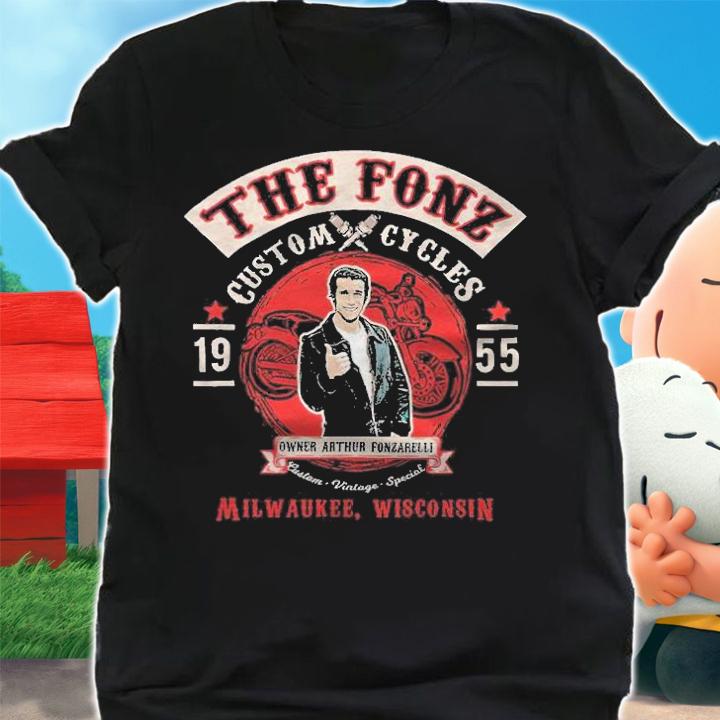 The Fonz Custom Cycles 1955 Owner Arthur Fonzarelli Milwaukee Wisconsin T-shirt t-shirt shirt