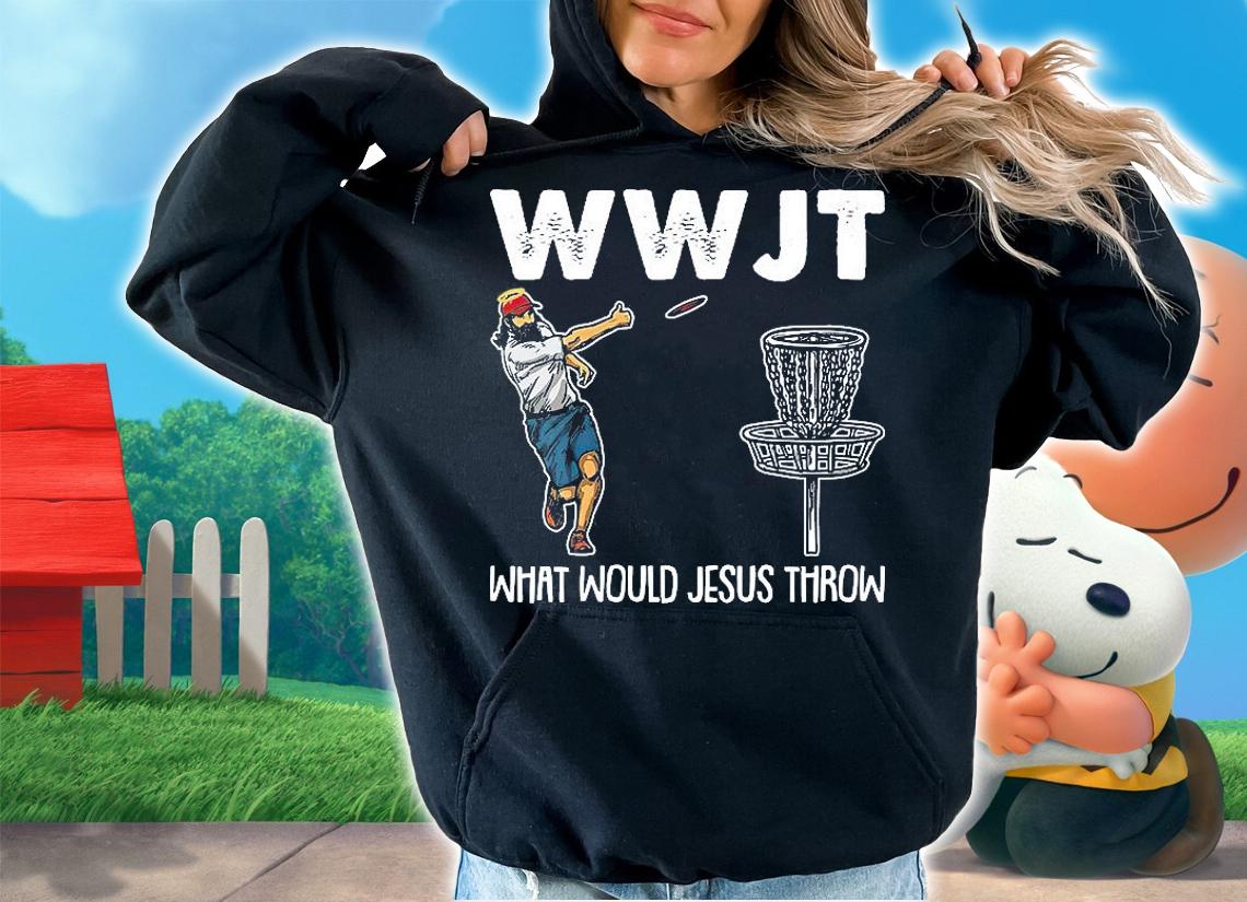 Womens What Would Jesus Throw Christmas WWJT Disc Golf Christian T-shirt t-shirt hoodie
