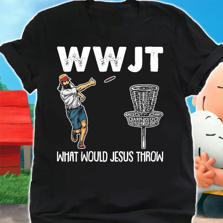 Womens What Would Jesus Throw Christmas WWJT Disc Golf Christian T-shirt t-shirt shirt