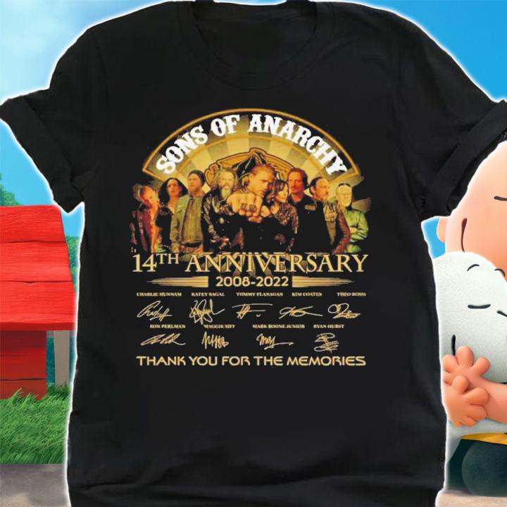 Sons Of Anarchy 14th Anniversary 2008-2022 Signatures Thank You For The Memories Shirt t-shirt shirt