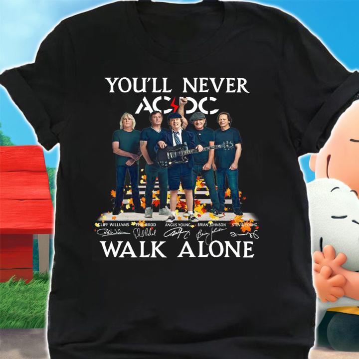 ACDC Band You'll Never Walk Alone Signatures Abbey Road t-shirt