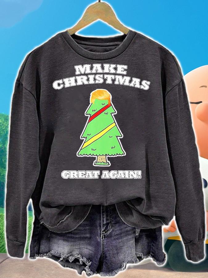 Make Christmas Great Again Tree With Trump's Hair T-Shirt t-shirt sweatshirt