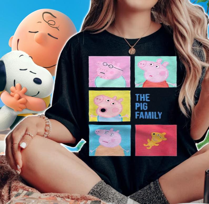 Peppa pig the pig family T-shirt t-shirt woman shirt
