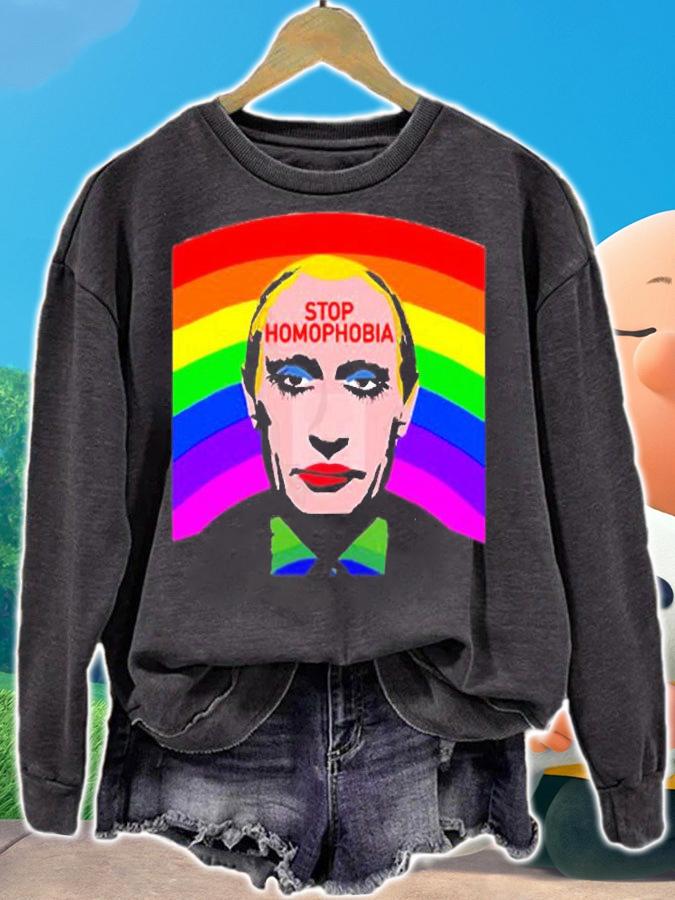 Stop Homophobia Putin Protest Graphic Gay Pride T-Shirt t-shirt sweatshirt
