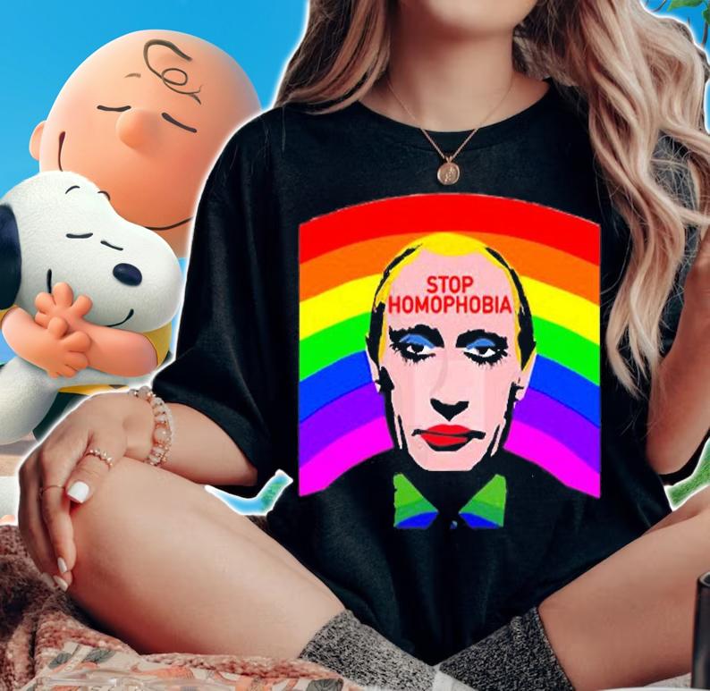 Stop Homophobia Putin Protest Graphic Gay Pride T-Shirt t-shirt woman shirt