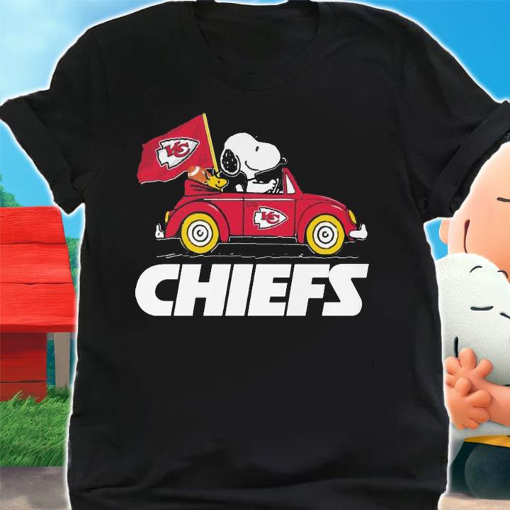 Kansas City Chiefs Flag Snoopy And Woodstock Driving Car Super Bowl t-shirt shirt