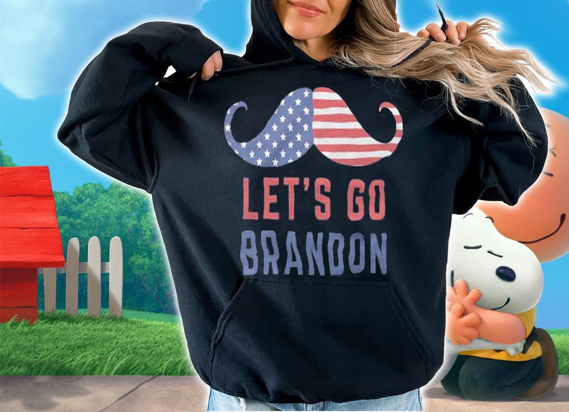 Let's Go Brandon Moustache USA Flag T-Shirt t-shirt