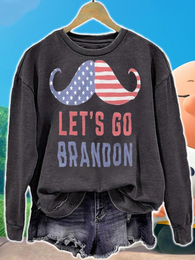 Let's Go Brandon Moustache USA Flag T-Shirt t-shirt