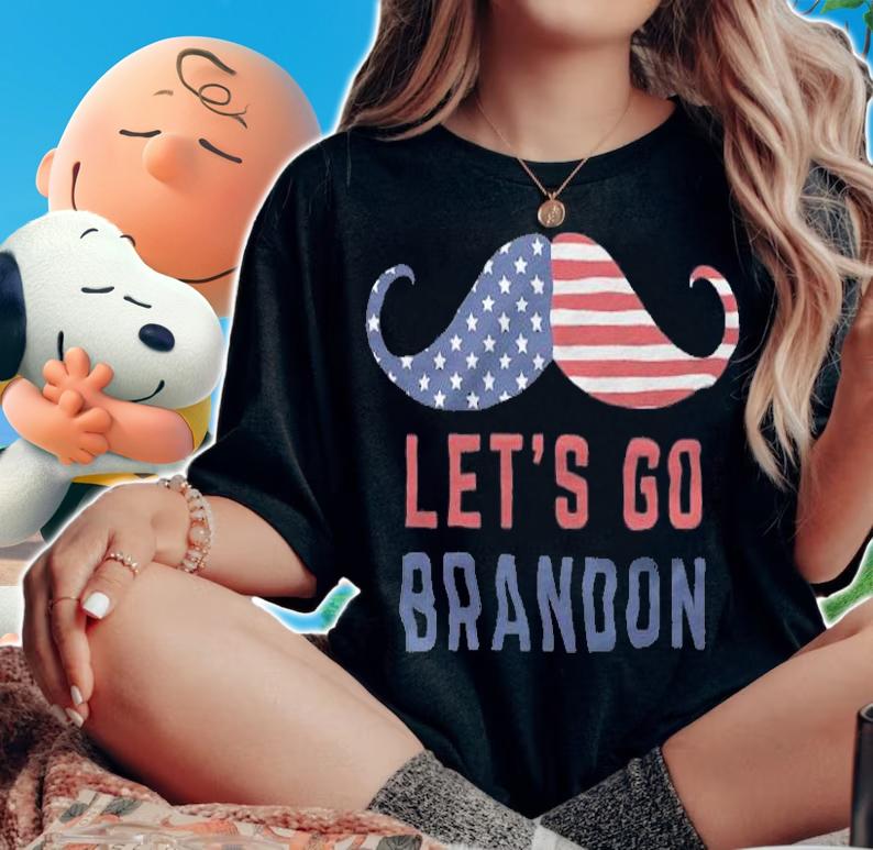 Let's Go Brandon Moustache USA Flag T-Shirt t-shirt