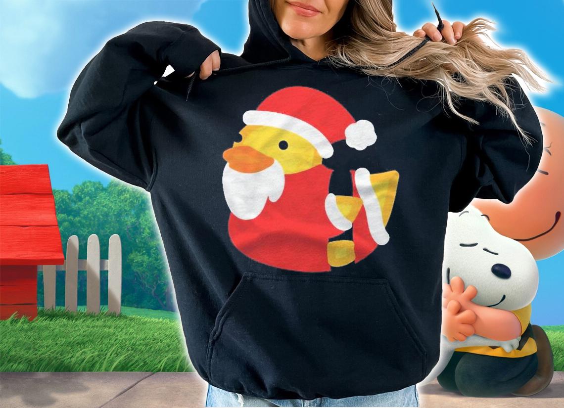 Christmas Duck Shirt Cute Santa Rubber Duckling Shirt hoodie