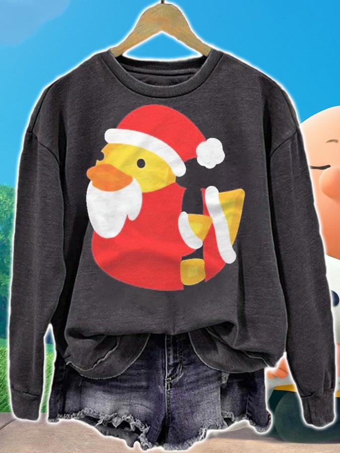 Christmas Duck Shirt Cute Santa Rubber Duckling Shirt sweatshirt