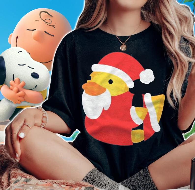 Christmas Duck Shirt Cute Santa Rubber Duckling Shirt woman shirt